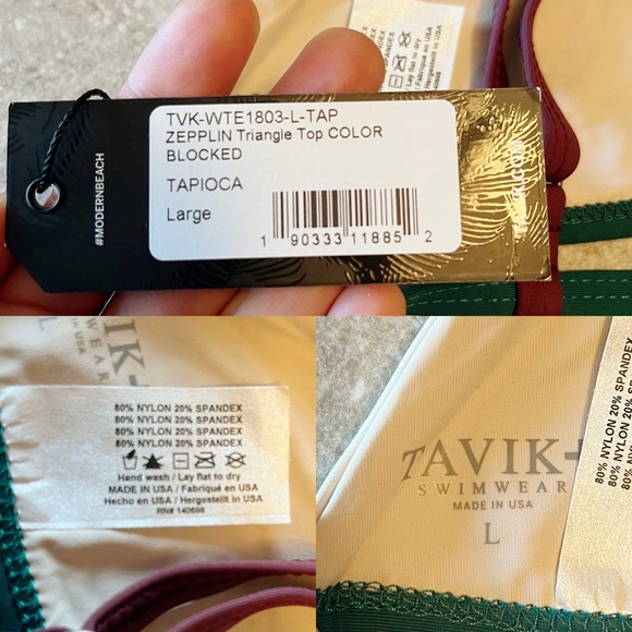 TAVIK Bikini Set Zepplin Top Jayden Bottom Color Block Tapioca Large NWT - Picture 8 of 12